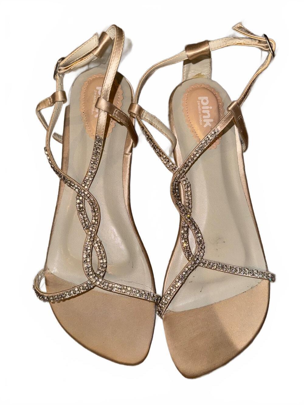 Rhinestone Flat Sandals in blush | Size 9.5